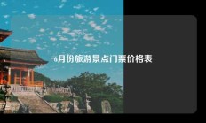 6月份旅游景点门票价格表