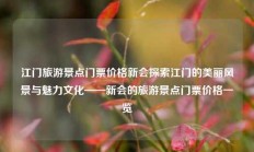江门旅游景点门票价格新会探索江门的美丽风景与魅力文化——新会的旅游景点门票价格一览