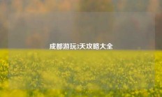 成都游玩3天攻略大全