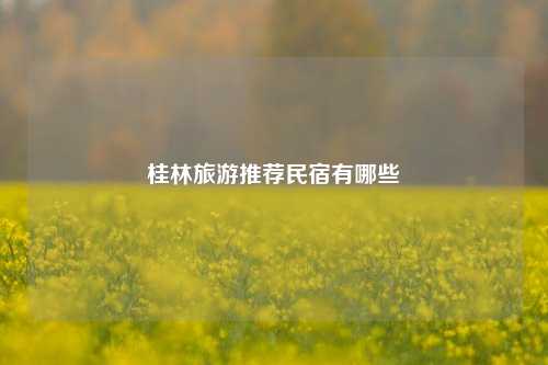 桂林旅游推荐民宿有哪些